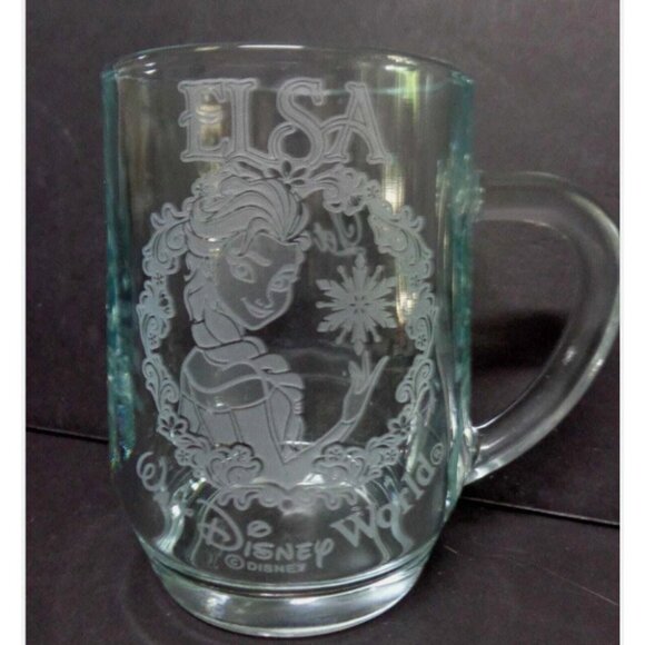 VTG Disney Frozen ELSA Etched DRINK GLASS MUG CUP 10oz Let It Go Arribas Bros. - Picture 2 of 2